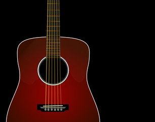 Obraz na płótnie Canvas Red sunburst acoustic guitar -Realistic