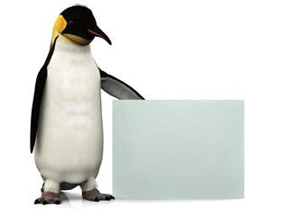 Fototapeta premium Penguin with sign