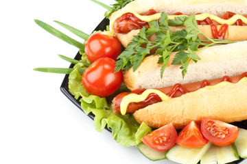 Hot dog with vegetables