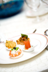 seafood appetizer is served on a plate