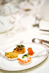 seafood appetizer is served on a plate