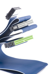 Obraz premium Blue computer cable close up