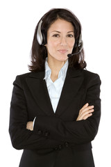 brunette with headset
