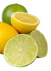 Naklejka na ściany i meble Fresh Lime and Lemon on white background