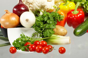 Fresh Vegetables, Fruits and other foodstuffs.