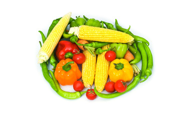 Various vegetables isolated on the white background