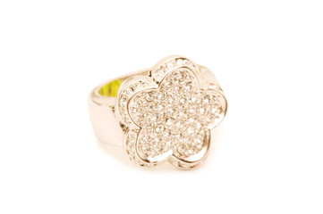 Golden ring isolated on the white background