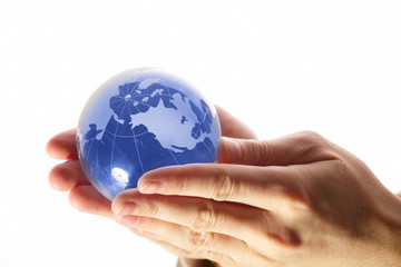 world in hand and global internet and business