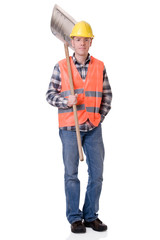Construction worker with a shovel