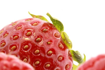 fresh strawberry closeup on white background