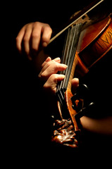 Musician playing violin isolated on black - 12058351