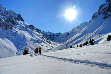 walkers in the French Pyrenees (Bar&egrave;ges)