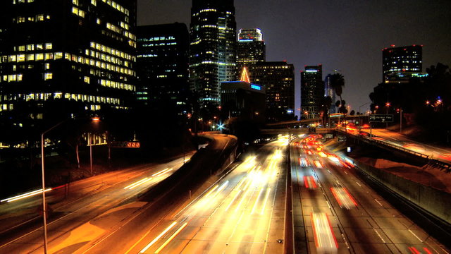 Night Traffic In Los Angeles