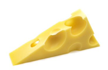 slice cheese on white background