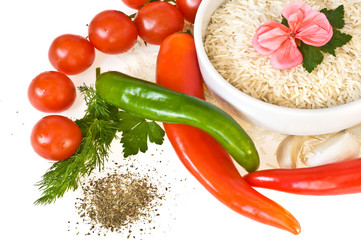 tomatoes,red pepers and rice