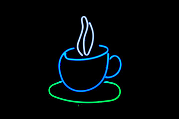 Neon Sign of a Cup Filled With Coffee