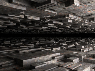 abstract background with dirty boxes, high quality 3d render