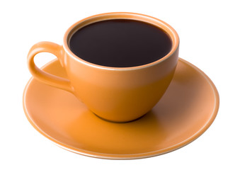 Orange Cup of Coffee ısolated on White