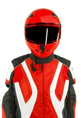 Fototapete Motorsport Motorbike Driver isolated on White  © nexusseven