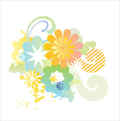 Flowers and waves. Illustration vector