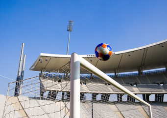 Naklejka premium The Ball Heading The Goal and The Stadium