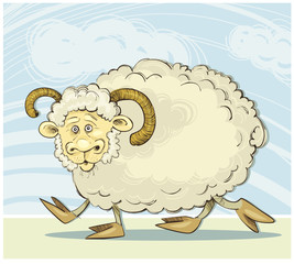 illustration of surprised ram walking