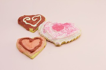 three valentine cookies