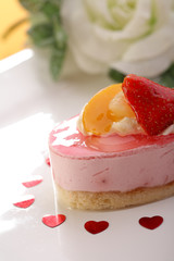 cheesecake with fresh fruits with flower