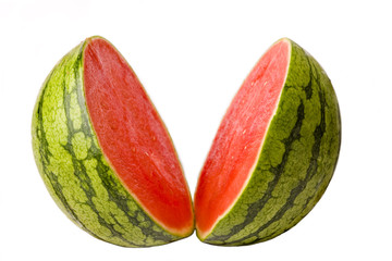 Watermelon Cut in Two On White Background