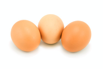 Three eggs. Isolated on white.