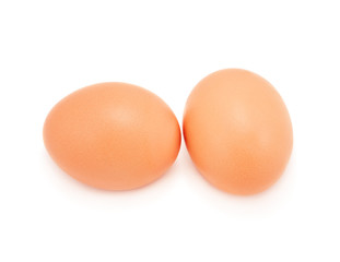 Two eggs. Isolated on white.