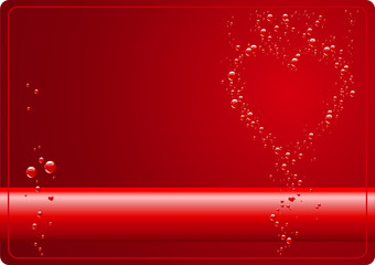 Valentines Day card - Heart from bubbles on red background