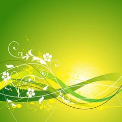 Swirly Grunge Floral Spring Background - Vector