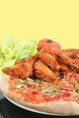 pizza and chicken wings