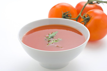 delicious and healthy homemade tomato soup and vegetables