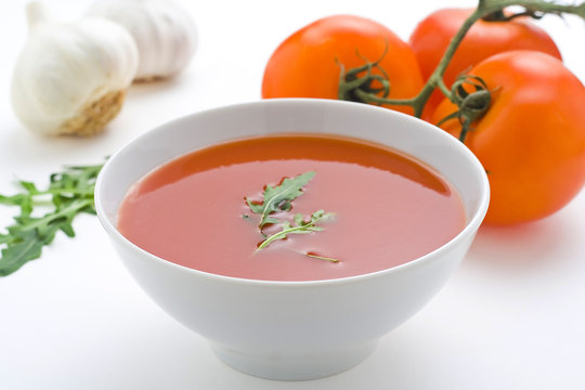 delicious and healthy homemade tomato soup and vegetables