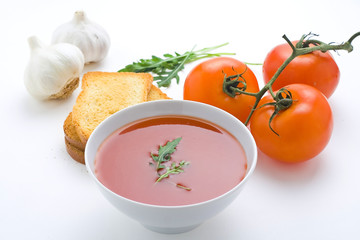 delicious and healthy homemade tomato soup and vegetables
