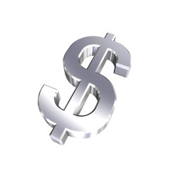 Obraz premium Chrome Dollar sign isolated on white