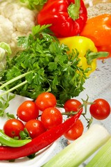 Fresh Vegetables, Fruits and other foodstuffs.