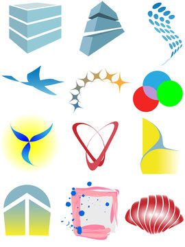 Varied set of colorful design elements or icons