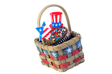 Patriotic Cupcake in Basket
