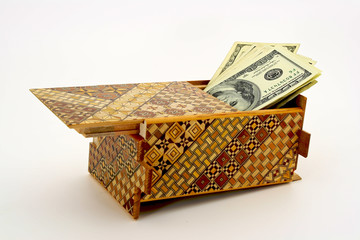 Cash hidden in a puzzle box