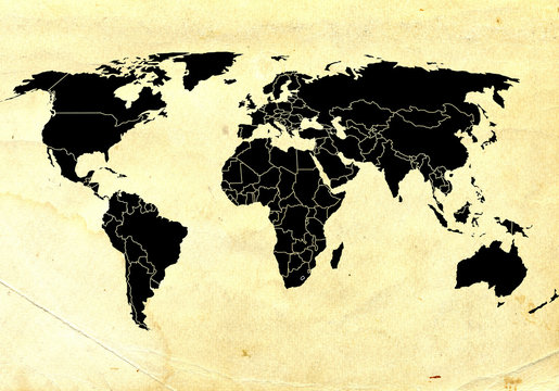Fototapeta Map on old paper