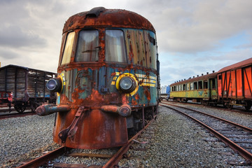Fototapeta na wymiar Abandoned railroad engine