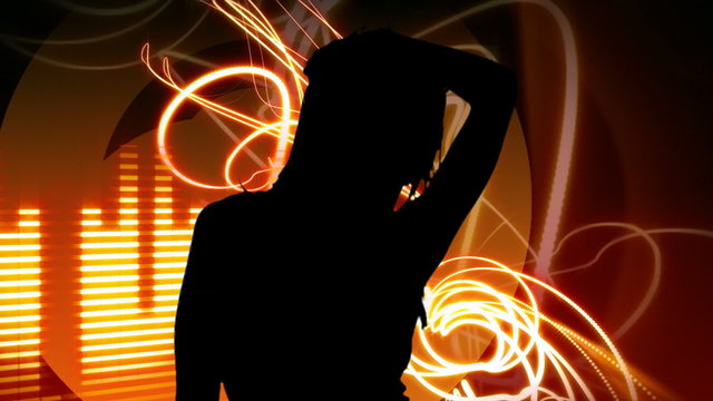 Woman dancing with abstract background