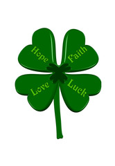 Lucky 4 Leaf Clover-  represents Hope, Faith, Love & Luck