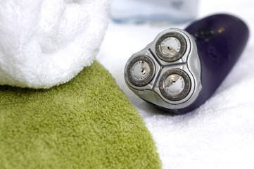 Electric Shaver on a white towel