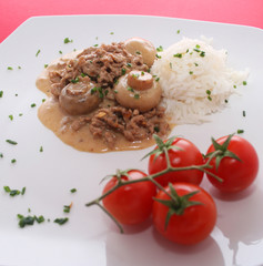 Reis mit Jägersauce