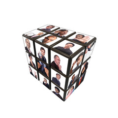 cube with business photos
