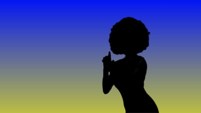 Afro chick against blue green gradiant background - HD
